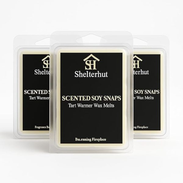 Shelterhub Wax_ Shelterhut Scented Wax Melts – Soy Coconut Blend, Black, 3 x 3 Inches (3 Pack)