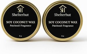 Shelterhut Gold Patchouli Shelterhut Gold Patchouli Scented Soy Coconut Blend Candle – 6 oz Travel Tin (2 Pack)