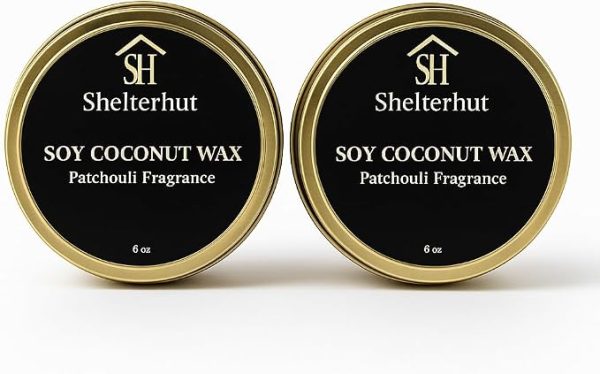Shelterhut Gold Patchouli Shelterhut Gold Patchouli Scented Soy Coconut Blend Candle – 6 oz Travel Tin (2 Pack)