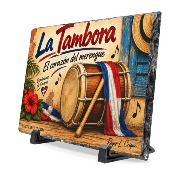 Roger L. Crique Dominican Heritage Slate Desk Plaque | La Tambora