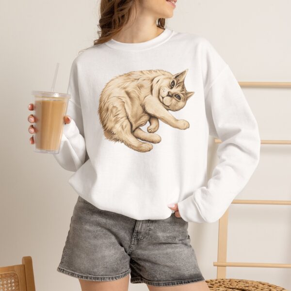 Ayiko White Cat Art Crewneck Sweatshirt | Shelterhut