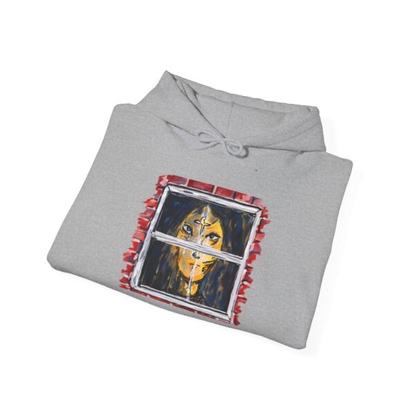 2392828926245730202_4096.jpeg Behind the Window by Roger L. Crique Art Hoodie | Shelterhut