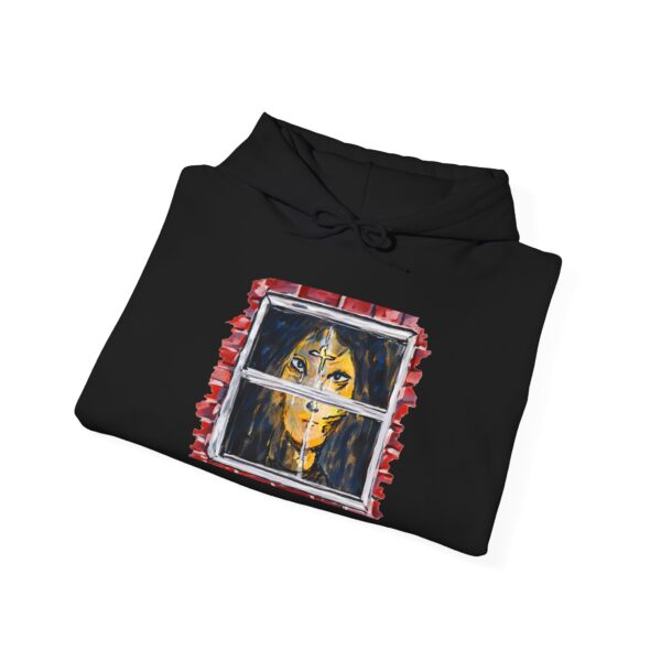 3203362339629468853_4096.jpeg Behind the Window by Roger L. Crique Art Hoodie | Shelterhut