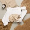 Ayiko White Cat Art Crewneck Sweatshirt | Shelterhut