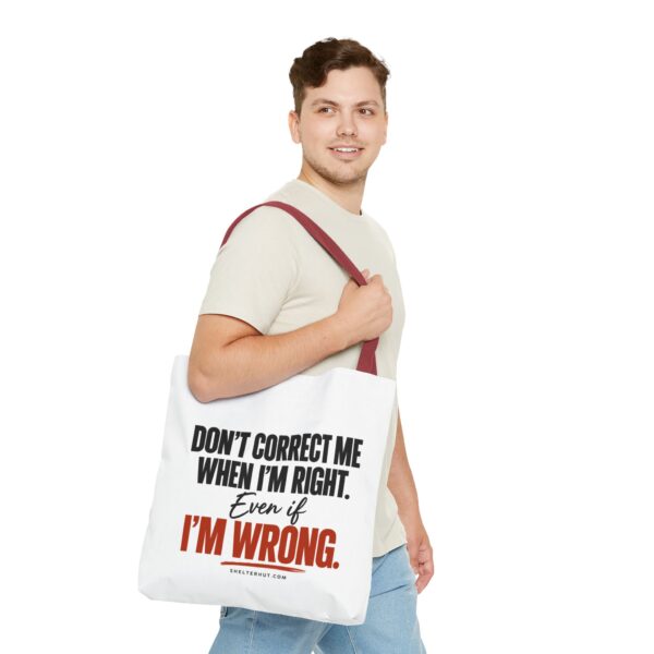 1059237272651098552_2048-1.jpeg Roger L. Crique | Don't Correct Me When I'm Right – Funny Statement Tote Bag